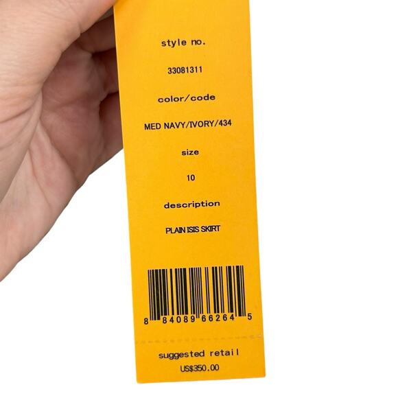 NWT Tory Burch Medium Navy Ivory Acrylic Blend Tweed Skirt Womens 10 - Picture 3 of 5